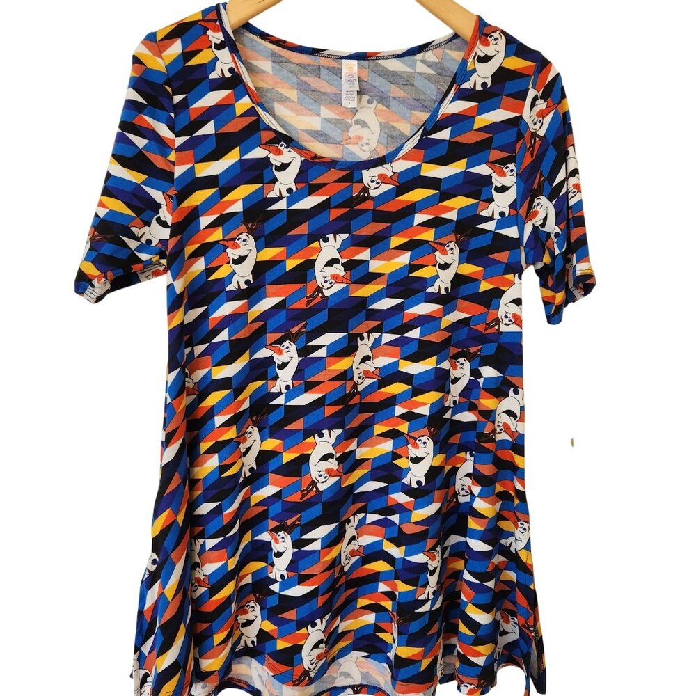 Disney Olaf Frozen Geometric Print Swing Tunic Top Shirt Vacation Cute Comfy S